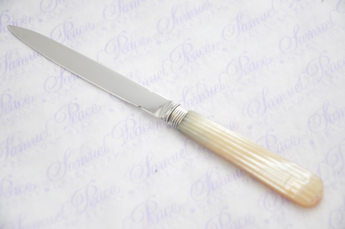 Pristine Mother of Pearl Sterling Silver Bladed Letter Opener Sheffield C1825 Cased - Image 7