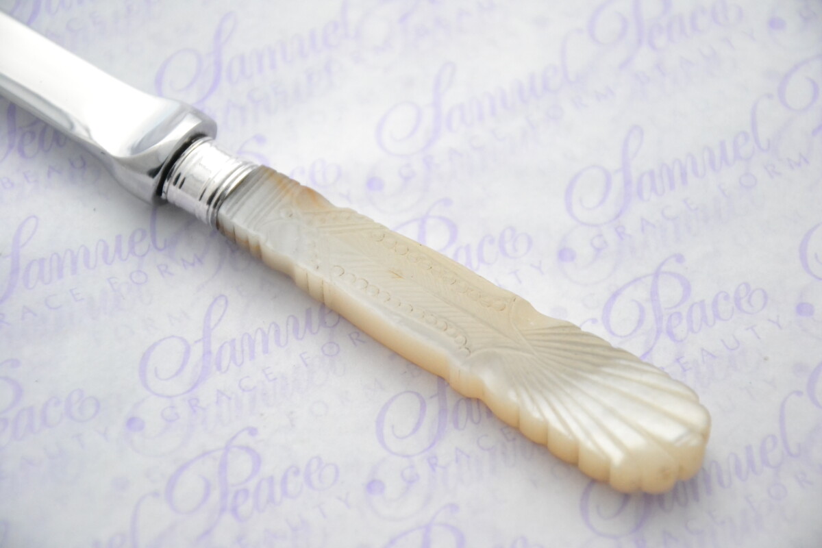 James A Scholes Pristine Mother of Pearl Sterling Silver Ferruled Letter Opener Sheffield 1915 Cased - Image 6