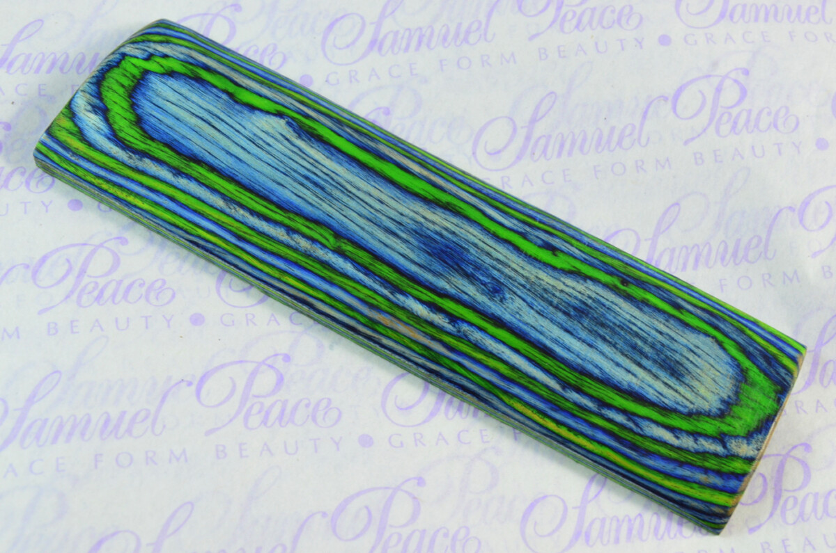 Pair of Electric Blue & Lime Green Laminated Wood Knife Scales Knife Making Parts Wood Blanks - Image 3