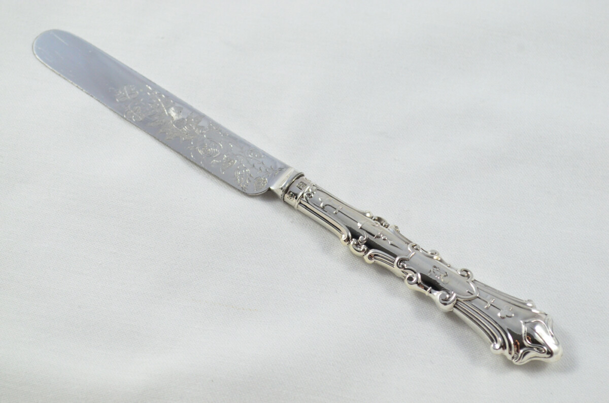RARE Private Pattern 18 Pairs of Sterling Silver Knives & Forks Joseph Rodgers 1840 - Image 8