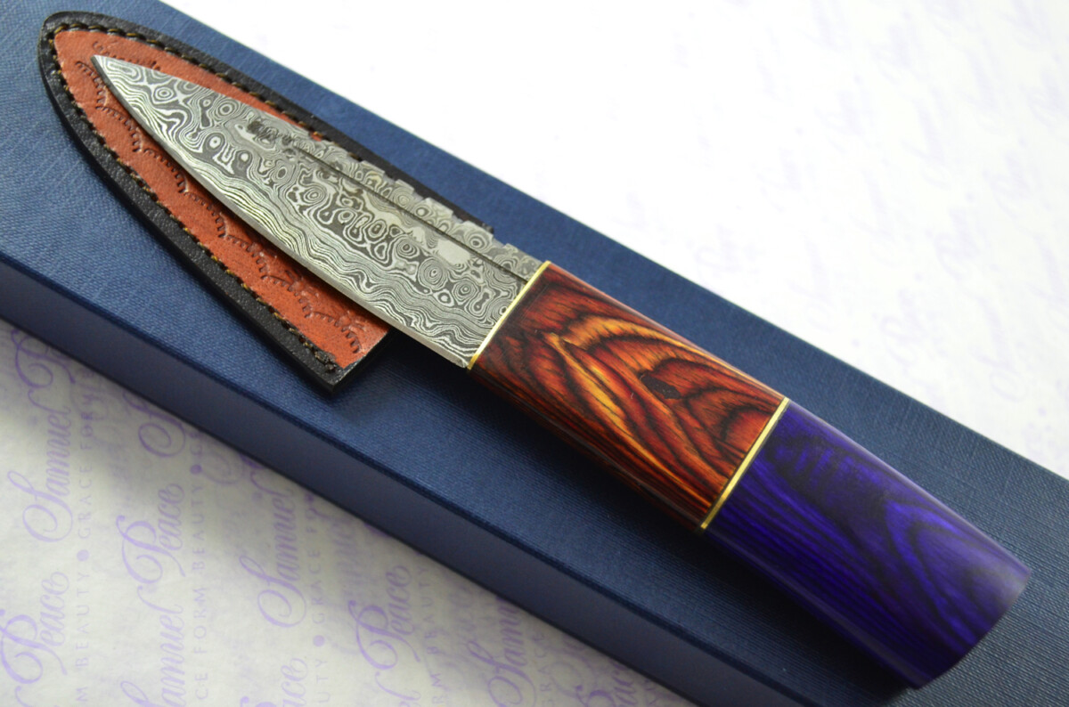 New Fantastic Coloured Pakkawood Sgian Dubh Damascus Steel Superior Sheath inc Presentation Box