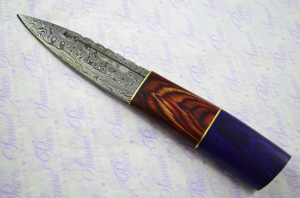 New Fantastic Coloured Pakkawood Sgian Dubh Damascus Steel Superior Sheath inc Presentation Box - Image 3