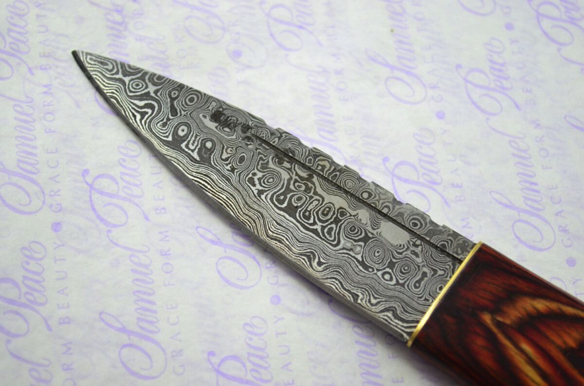 New Fantastic Coloured Pakkawood Sgian Dubh Damascus Steel Superior Sheath inc Presentation Box - Image 4