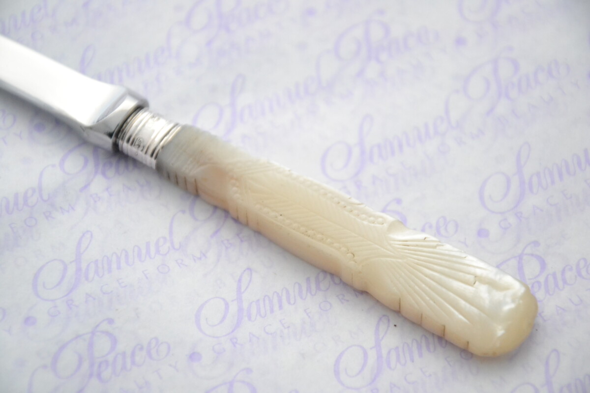 James A Scholes Pristine Mother of Pearl Sterling Silver Ferruled Letter Opener Sheffield 1915 Cased - Image 3