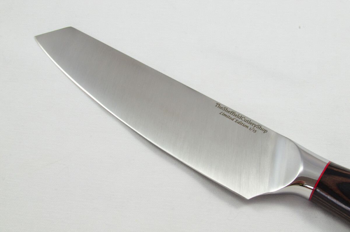 Limited Edition Brown Wood Handled Japanese Bunka Knife 7.5" - Made In Sheffield High Carbon Stainless Steel Razor Sharp - Image 2