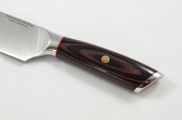 Limited Edition Brown Wood Handled Japanese Bunka Knife 7.5" - Made In Sheffield High Carbon Stainless Steel Razor Sharp - Image 5