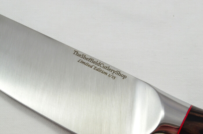 Limited Edition Brown Wood Handled Japanese Bunka Knife 7.5" - Made In Sheffield High Carbon Stainless Steel Razor Sharp - Image 4