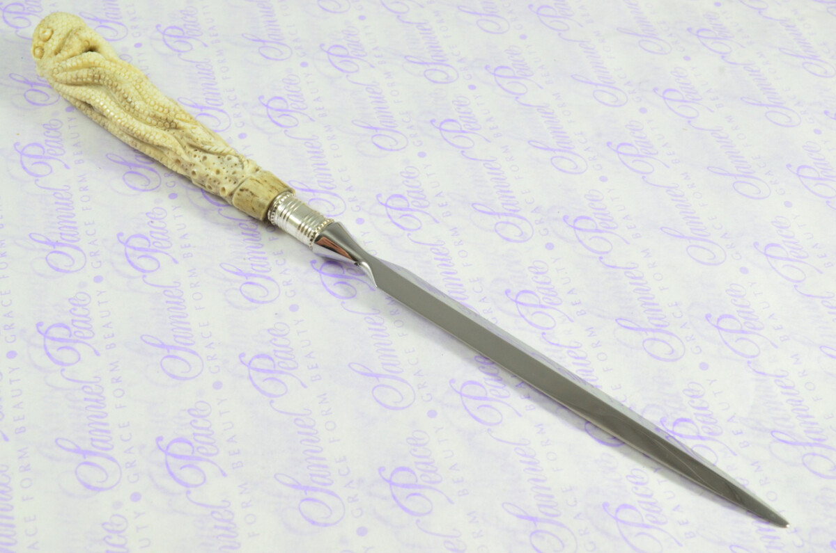 Hand Carved Bespoke Octopus Handled Silver Plated Ferruled Letter Opener Made in Sheffield 2020 - Image 9