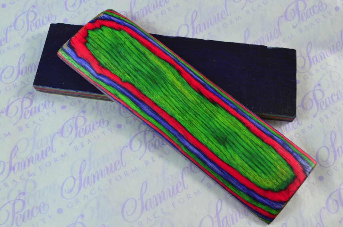 Pair of Blue Red & Green Laminated Wood Knife Scales Knife Making Parts Wood Blanks