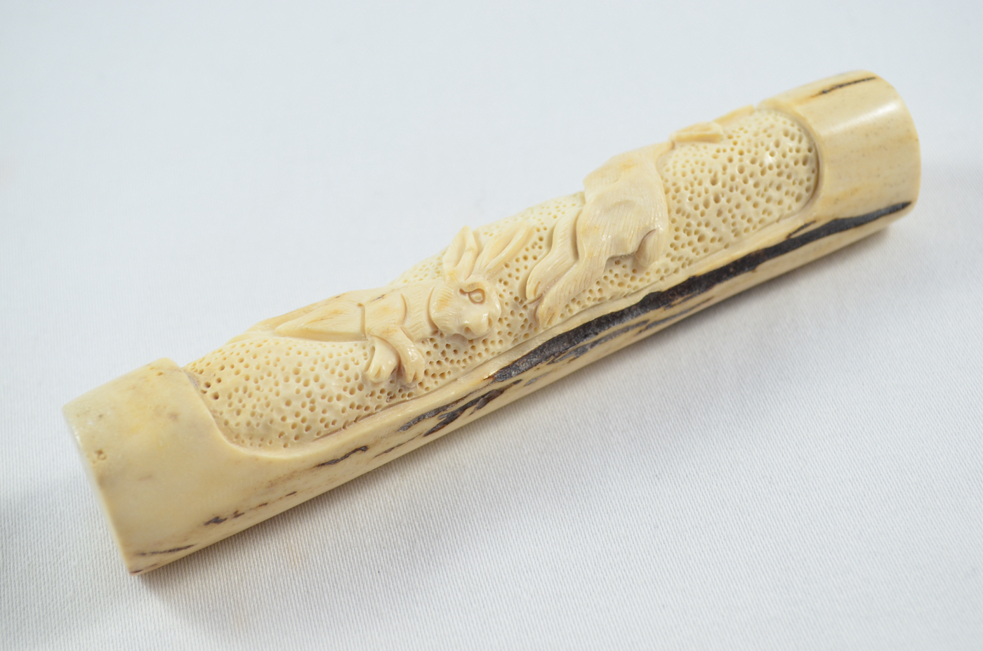 Hare Carved Walking Stick Cane Top Handle Stag Antler Horn Made Sheffield England - Image 3