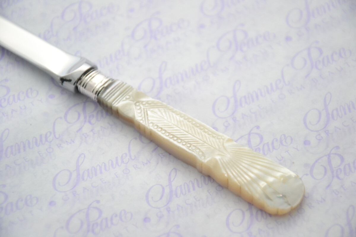 James A Scholes Pristine Mother of Pearl Sterling Silver Ferruled Letter Opener Sheffield 1915 Cased - Image 6