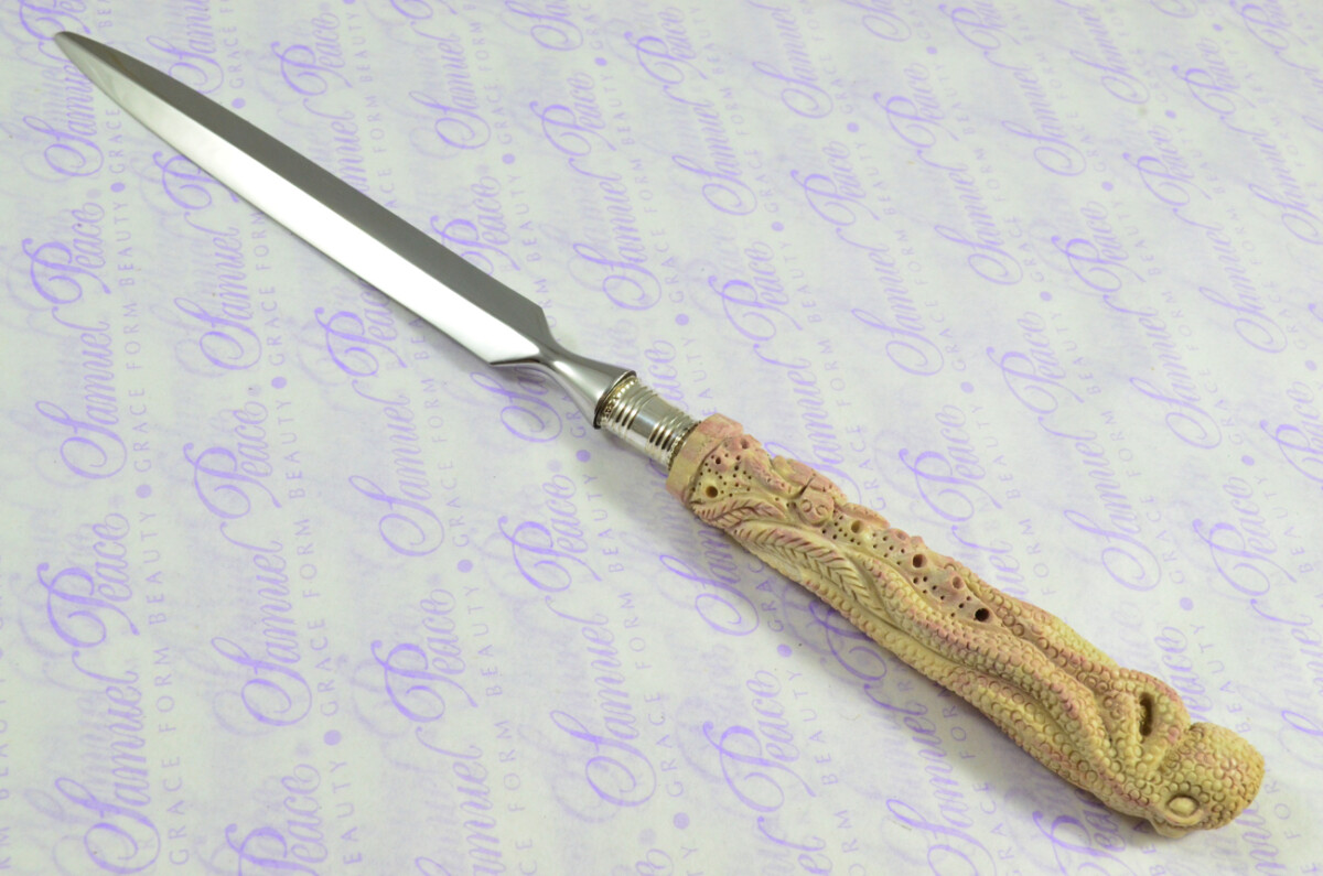 Hand Carved Beautiful Octopus Handled Silver Plated Ferruled Letter Opener Made in Sheffield 2020 - Image 4
