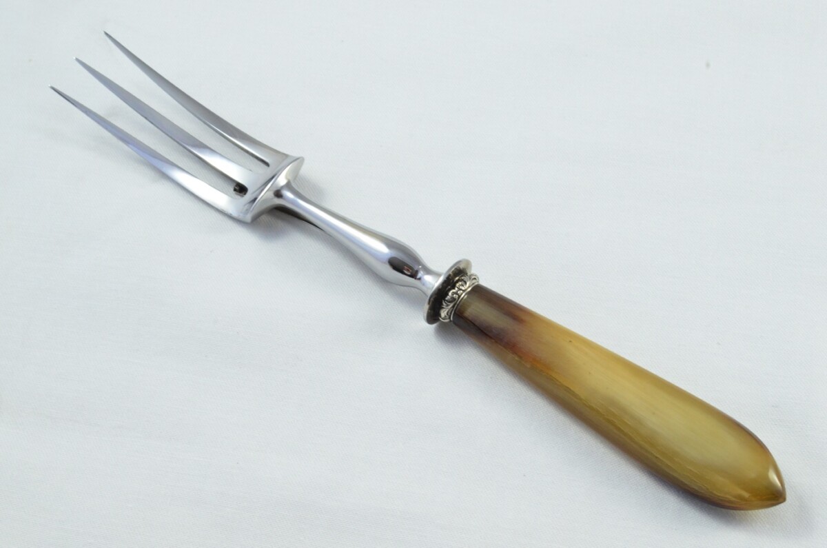 PARIS - French Handmade 2 Piece Water Buffalo Horn Handled Carving Set c.1920 - Image 7