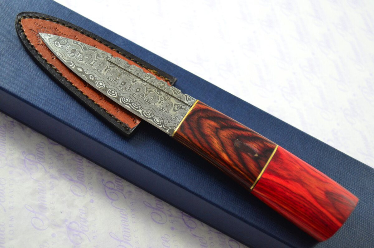 New Fantastic Coloured Pakkawood Sgian Dubh Damascus Steel Superior Sheath inc Presentation Box