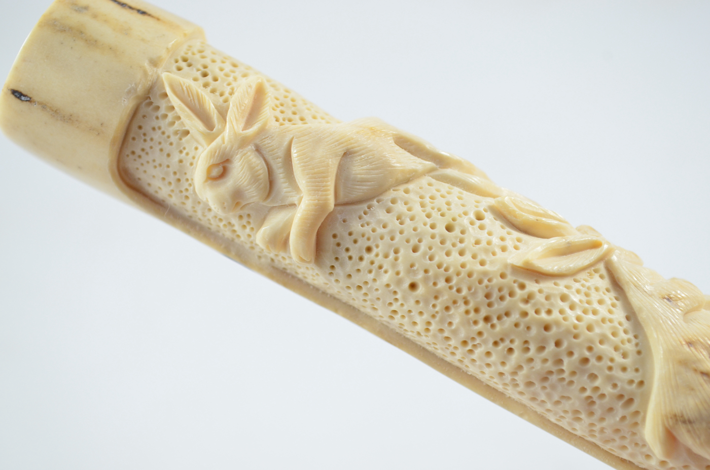 Hare Carved Walking Stick Cane Top Handle Stag Antler Horn Made Sheffield England