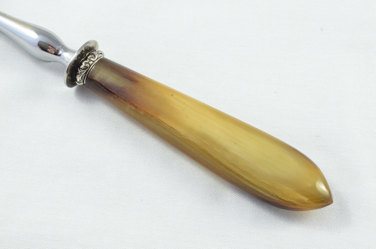 PARIS - French Handmade 2 Piece Water Buffalo Horn Handled Carving Set c.1920 - Image 8