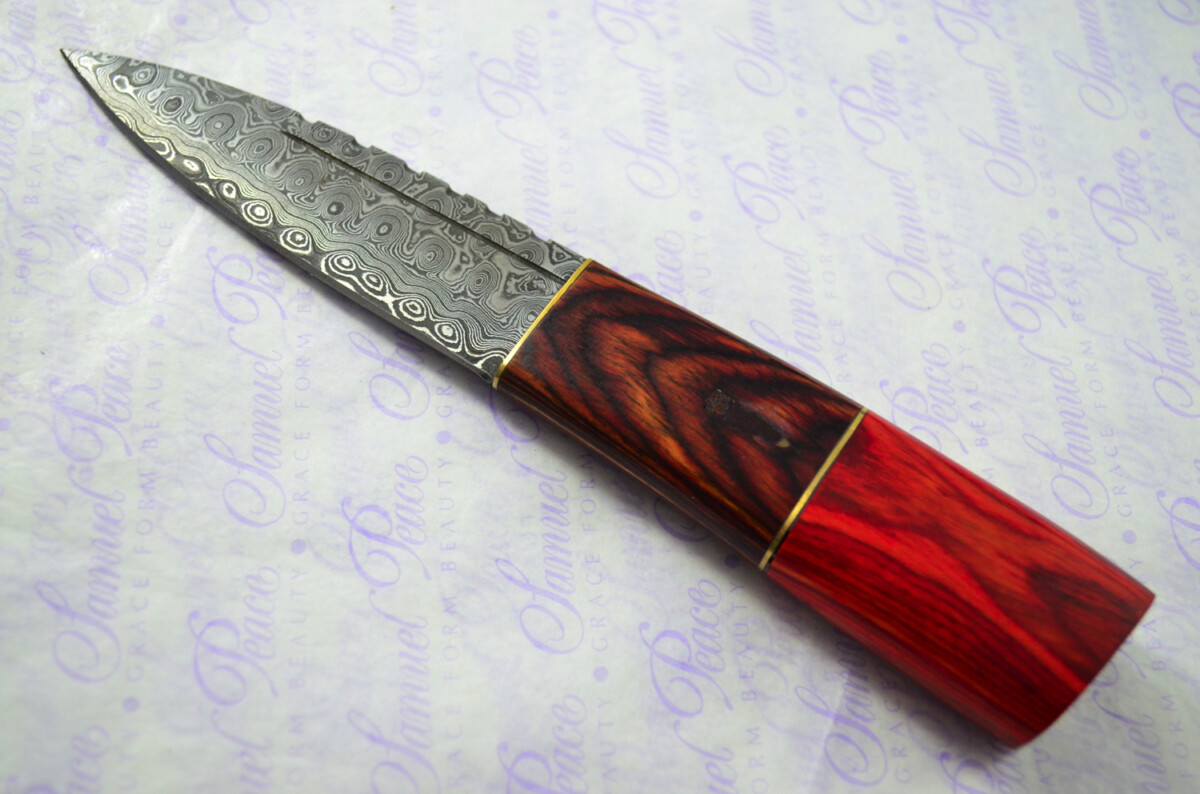 New Fantastic Coloured Pakkawood Sgian Dubh Damascus Steel Superior Sheath inc Presentation Box - Image 3