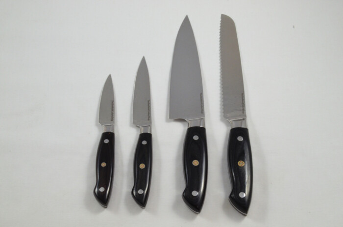 An Everyday Essentials 4-Piece Black-Handled Premium Kitchen Knife Set – Ergonomic Handle, Made in Sheffield