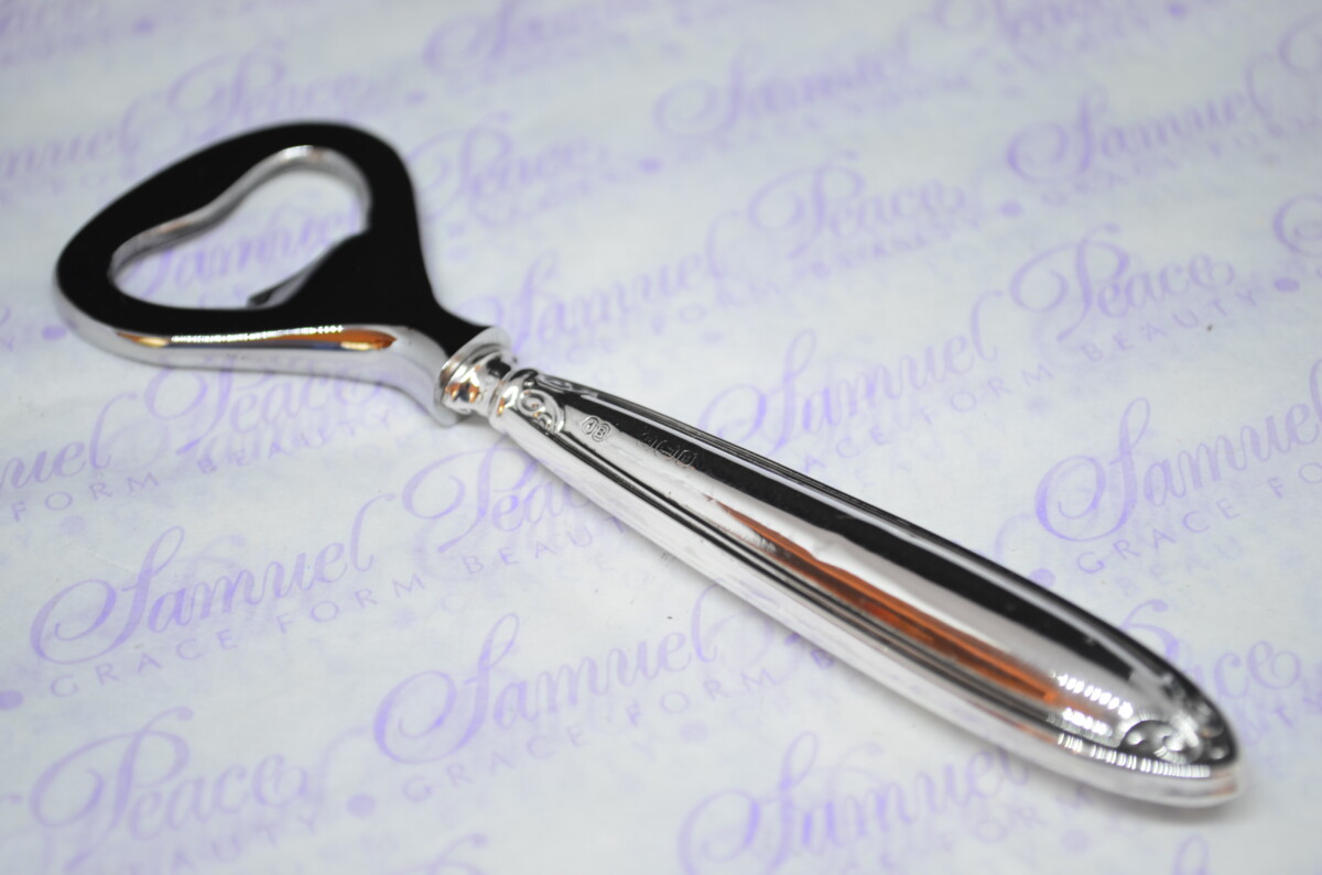 John Biggin Laurel Pattern Sterling Silver Bottle Opener Sheffield 1917