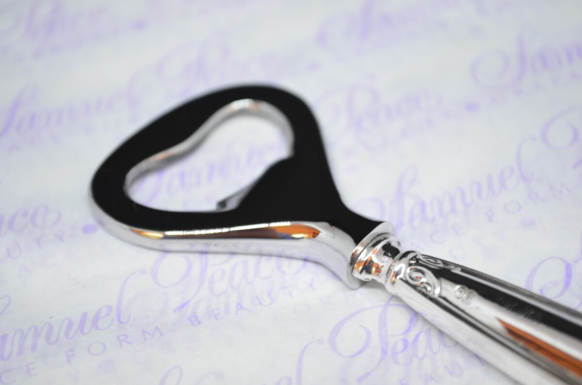 John Biggin Laurel Pattern Sterling Silver Bottle Opener Sheffield 1917 - Image 3