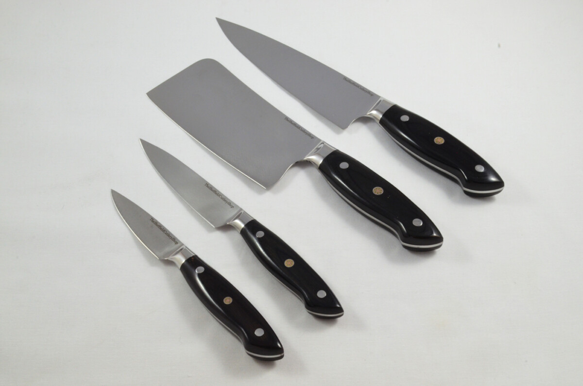 A Bistro 4-Piece Black-Handled Premium Kitchen Knife Set – Ergonomic Handle, Made in Sheffield