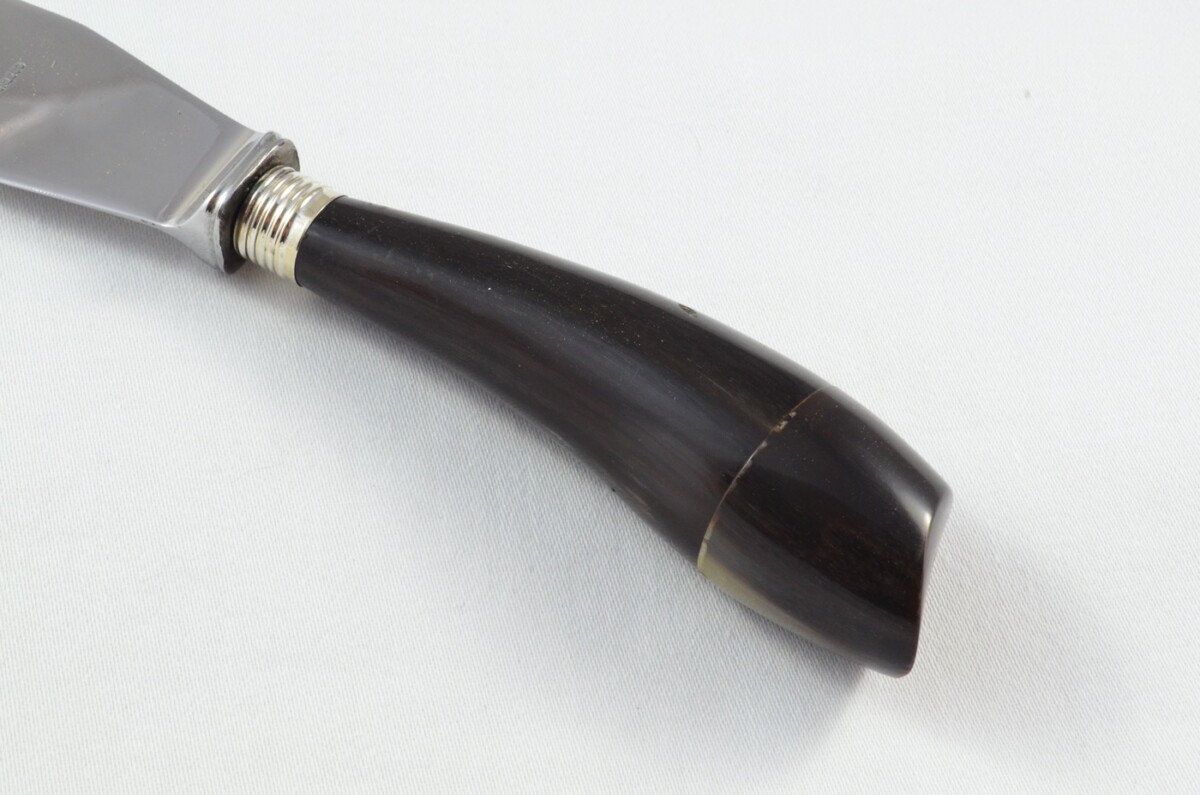 J.A Baxter RARE Sheffield Handmade 3 Piece Water Buffalo Horn Handled Carving Set & Bread Knife c.1950 - Image 3