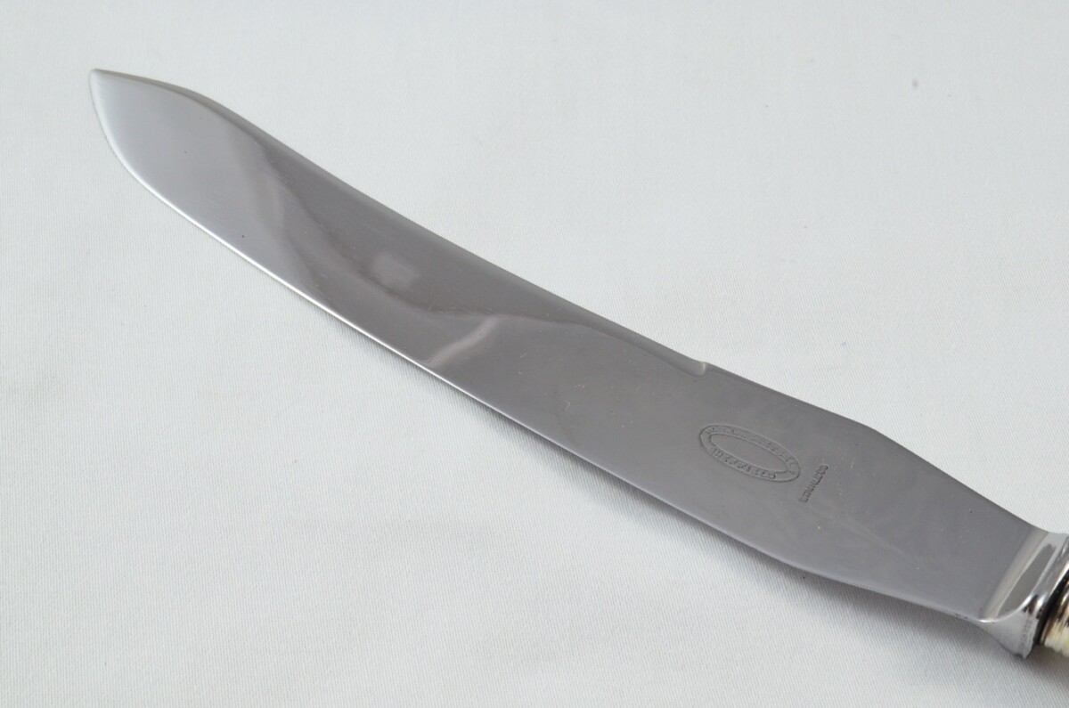 J.A Baxter RARE Sheffield Handmade 3 Piece Water Buffalo Horn Handled Carving Set & Bread Knife c.1950 - Image 4