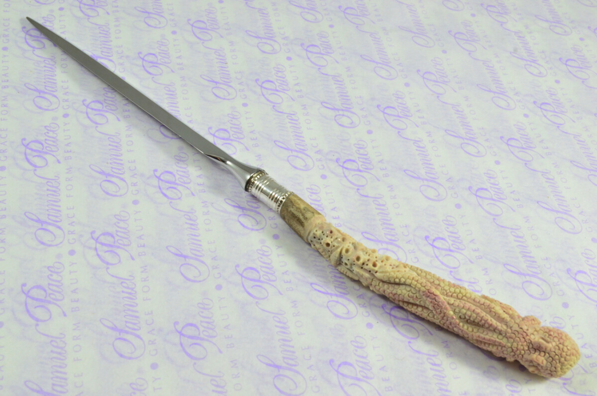 Hand Carved Astonishing Octopus Handled Silver Plated Ferruled Letter Opener Made in Sheffield 2020 - Image 4