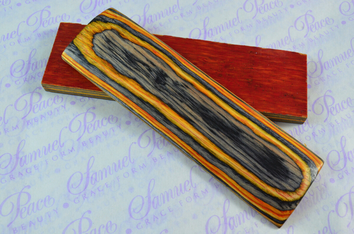 Pair of Black & Orange Laminated Wood Knife Scales Knife Making Parts Wood Blanks