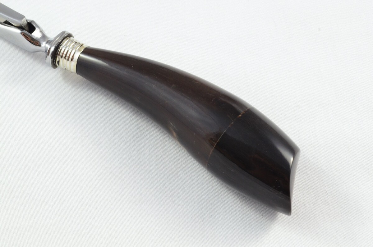 J.A Baxter RARE Sheffield Handmade 3 Piece Water Buffalo Horn Handled Carving Set & Bread Knife c.1950 - Image 7
