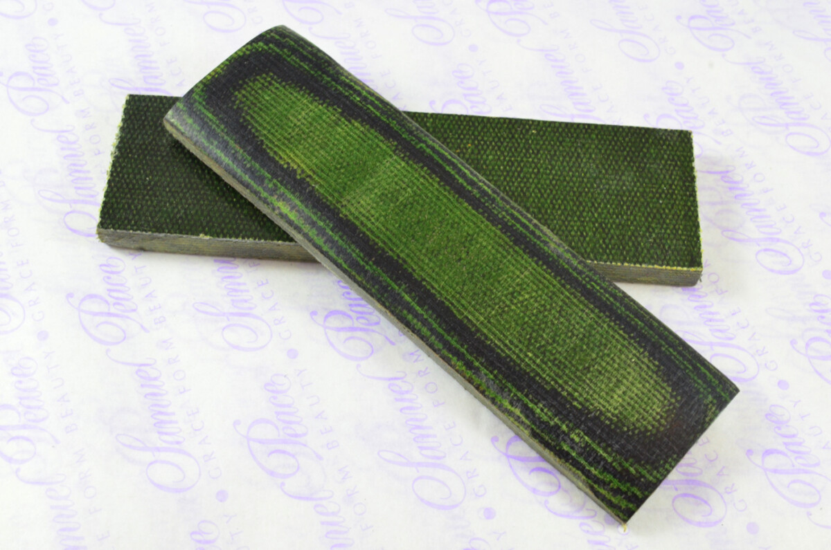Pair of Army Green & Black Canvas Micarta Knife Scales Knife Making Parts Micarta Blanks