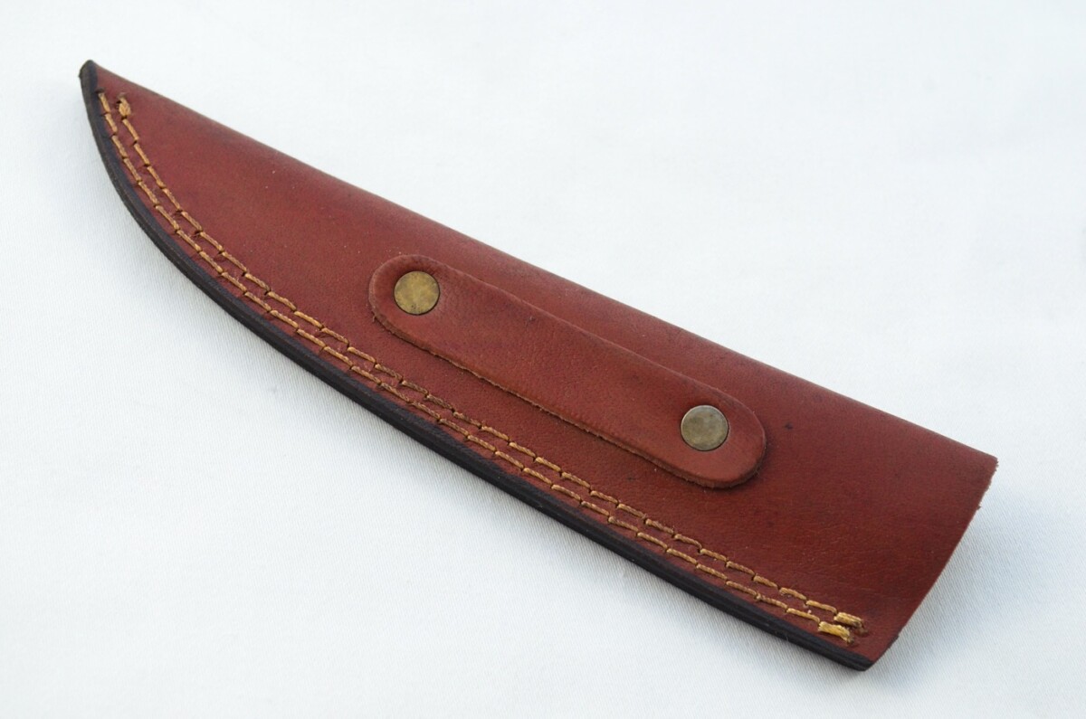 Knife Making Kit! Damascus Steel Hunting/Bushcraft Knife Buffalo Scales Unbelievable Piece Pristine inc Leather Sheath - Image 7