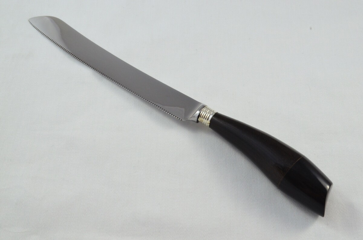 J.A Baxter RARE Sheffield Handmade 3 Piece Water Buffalo Horn Handled Carving Set & Bread Knife c.1950 - Image 10