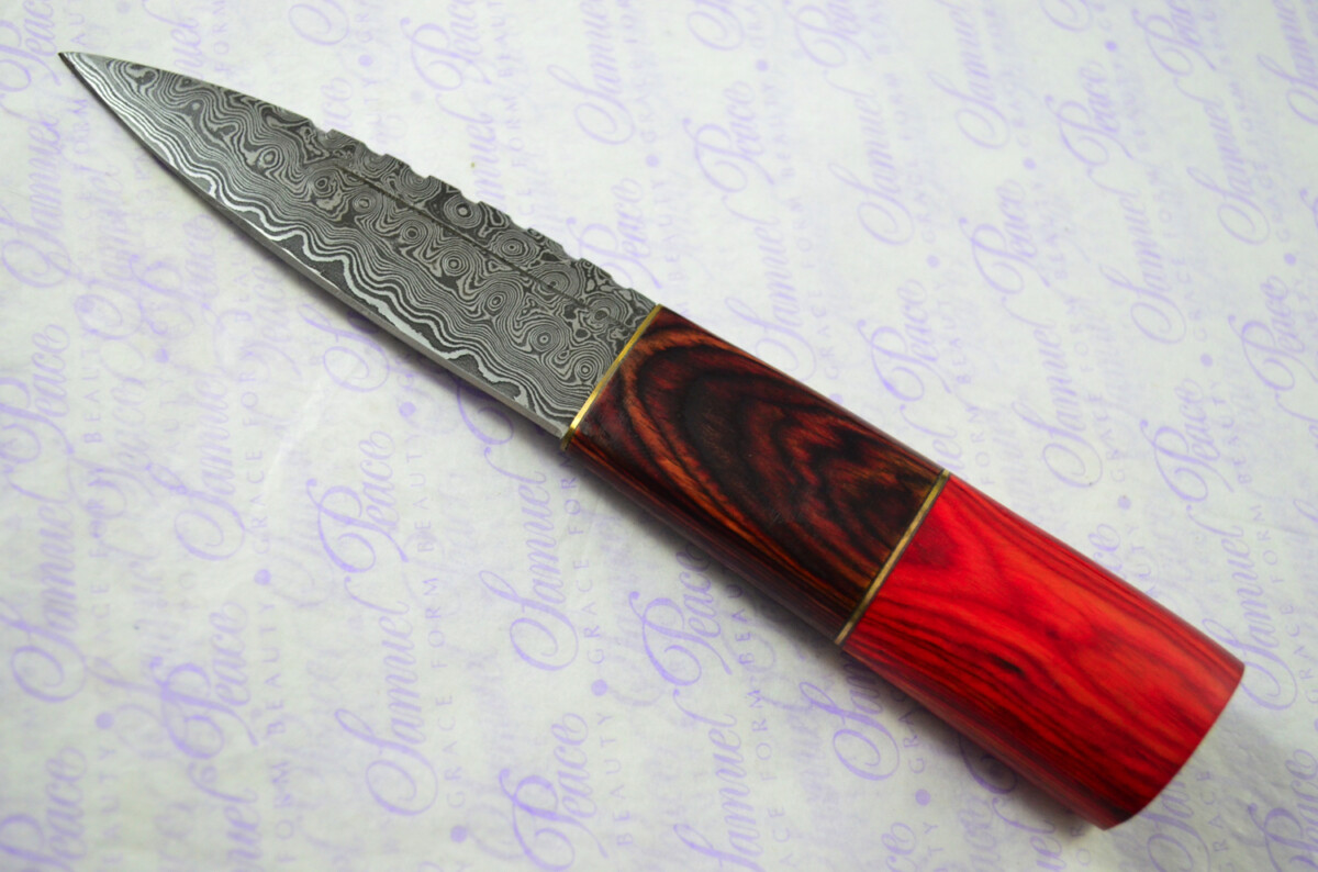 New Fantastic Coloured Pakkawood Sgian Dubh Damascus Steel Superior Sheath inc Presentation Box - Image 3