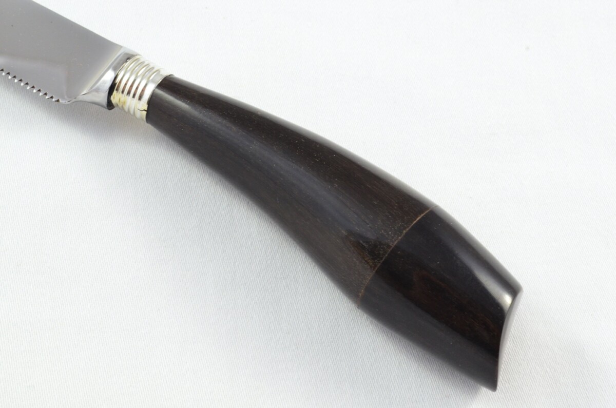 J.A Baxter RARE Sheffield Handmade 3 Piece Water Buffalo Horn Handled Carving Set & Bread Knife c.1950 - Image 11