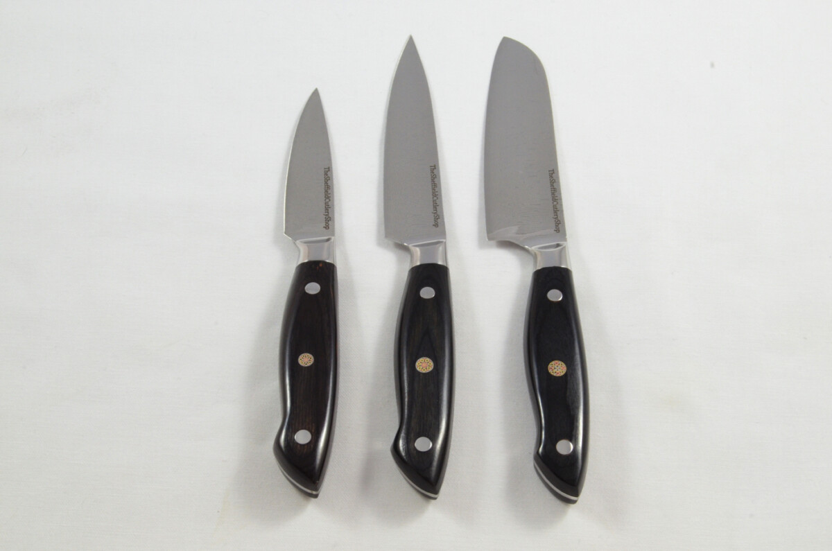 A Basic 3-Piece Black-Handled Premium Kitchen Knife Set – Ergonomic Handle, Made in Sheffield