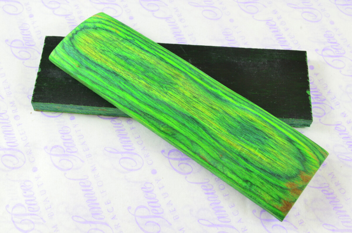 Pair of Lime Green Laminated Wood Knife Scales Knife Making Parts Wood Blanks