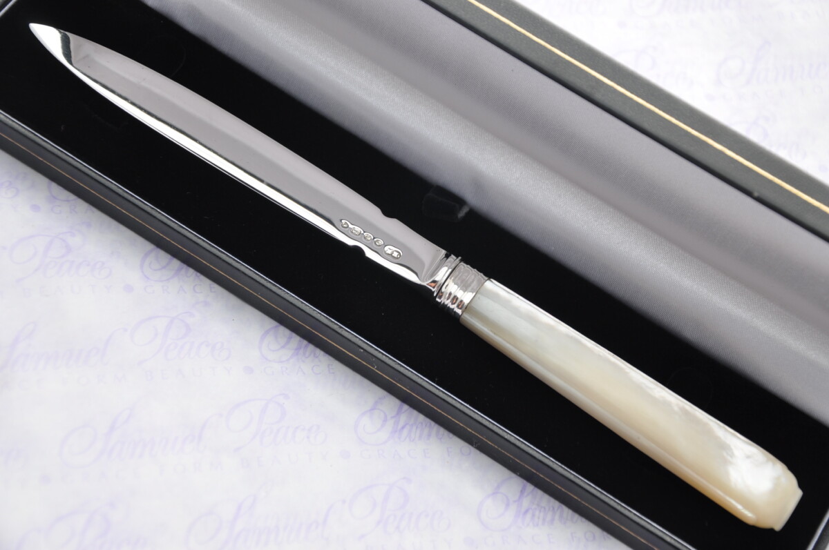 Francis Higgins Pristine Mother of Pearl Sterling Silver Bladed Letter Opener London 1853
