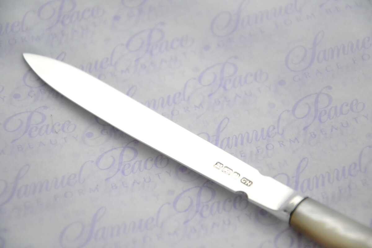 George Howson Pristine Mother of Pearl Sterling Silver Bladed Letter Opener Sheffield 1911 Cased - Image 4