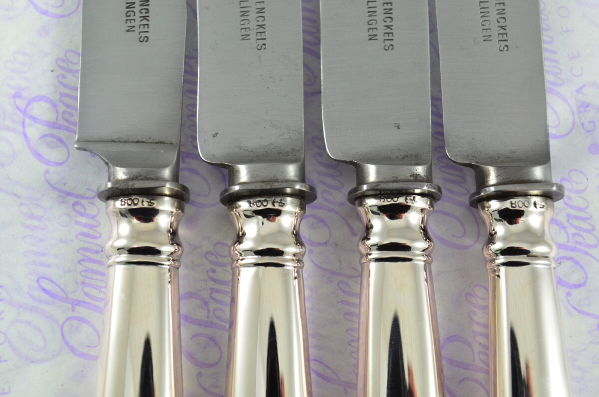4 German Knives Sterling Silver 800 Silver Mark - Image 3