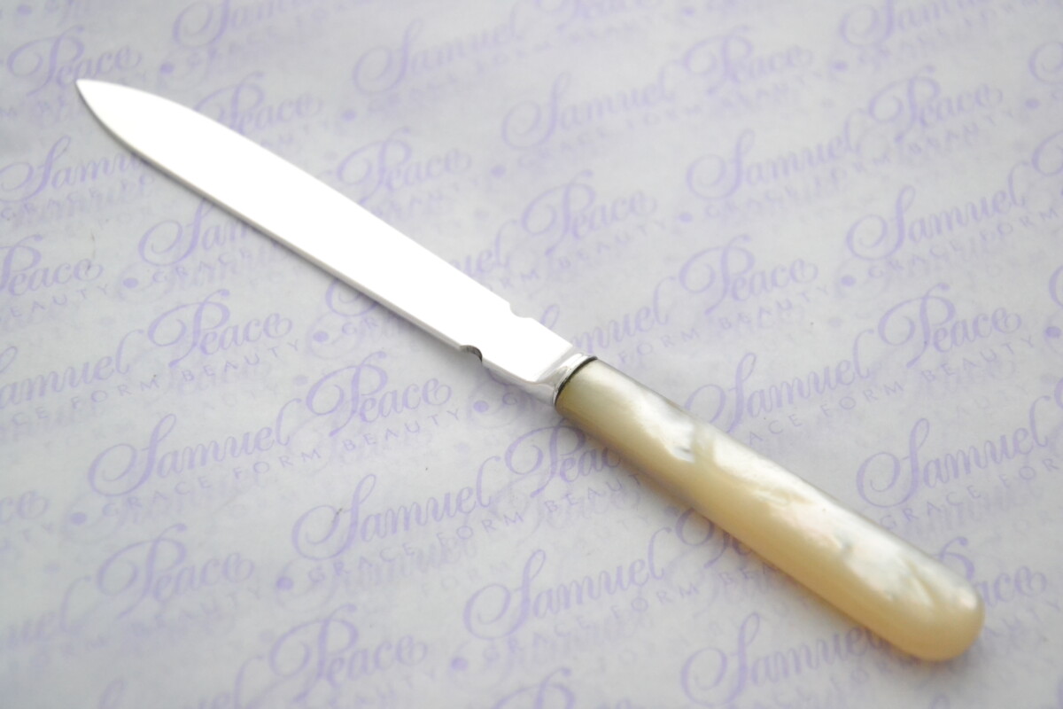 George Howson Pristine Mother of Pearl Sterling Silver Bladed Letter Opener Sheffield 1911 Cased - Image 6