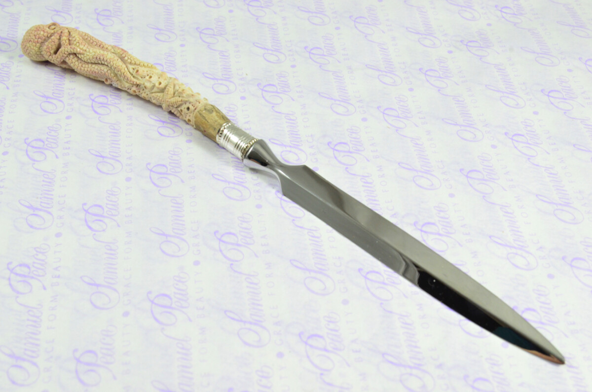 Hand Carved Astonishing Octopus Handled Silver Plated Ferruled Letter Opener Made in Sheffield 2020 - Image 9