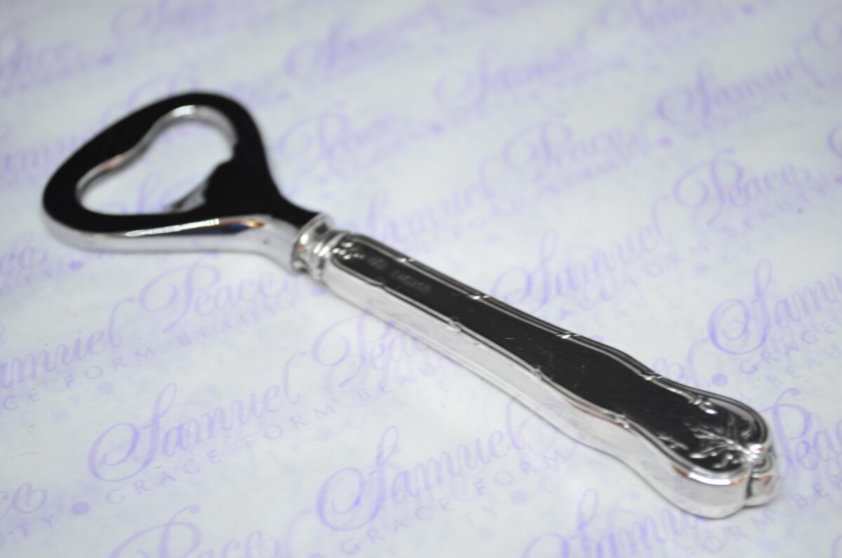 John Biggin Thistle Pattern Sterling Silver Bottle Opener Sheffield 1915