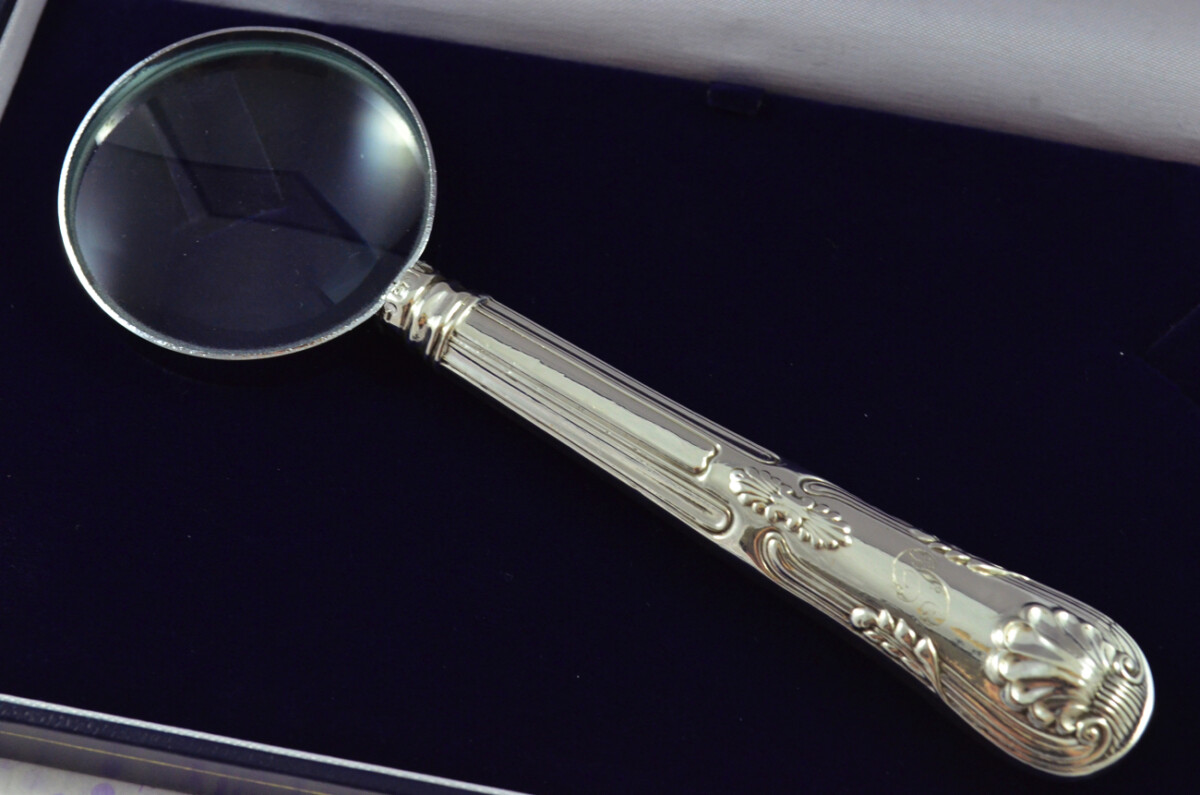 Aaron Hadfield Kings Pattern Sterling Silver Magnifying Glass Sheffield 1801