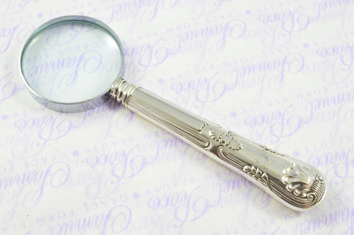 Aaron Hadfield Kings Pattern Sterling Silver Magnifying Glass Sheffield 1801 - Image 2