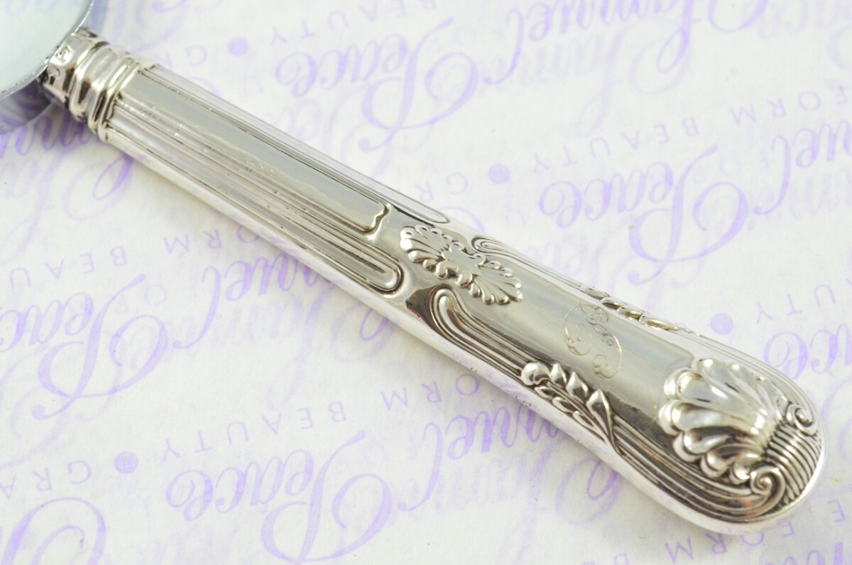 Aaron Hadfield Kings Pattern Sterling Silver Magnifying Glass Sheffield 1801 - Image 3