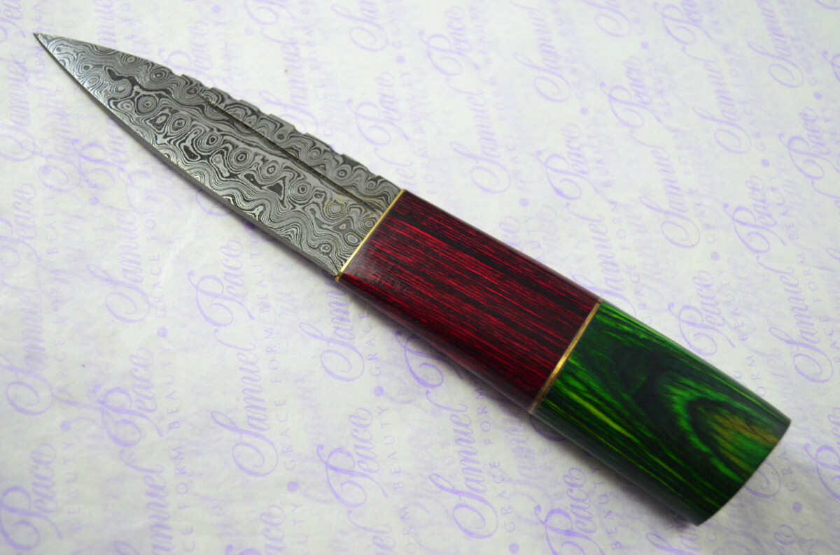 New Fantastic Coloured Pakkawood Sgian Dubh Damascus Steel Superior Sheath inc Presentation Box - Image 3