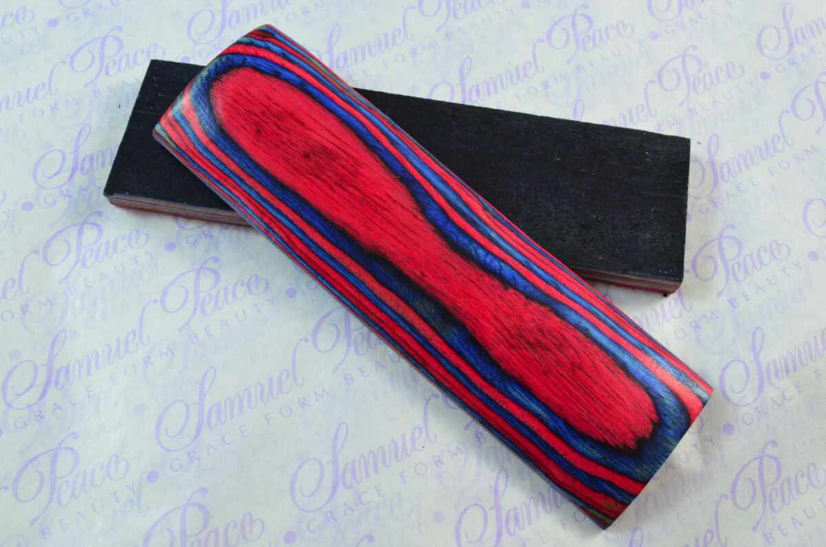 Pair of Blue & Red Americana Laminated Wood Knife Scales Knife Making Parts Wood Blanks