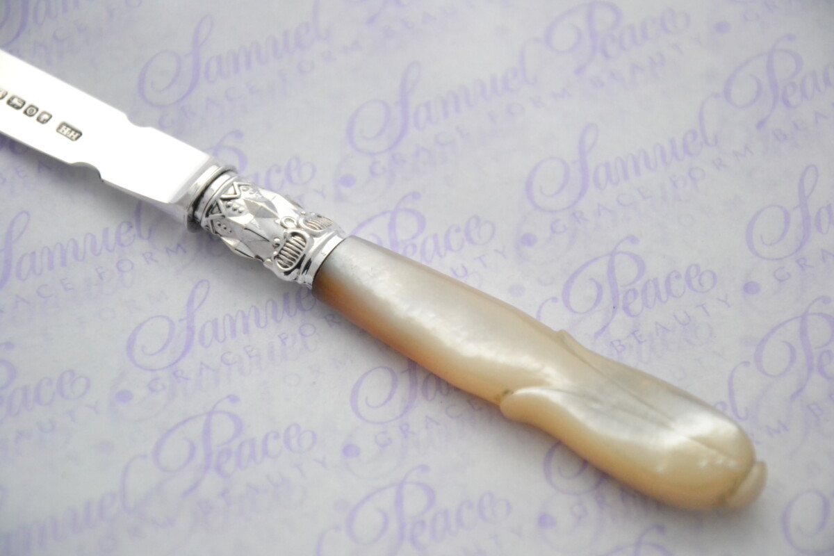 Harrison Bros & Howson Pristine Mother of Pearl Sterling Silver Bladed Letter Opener Sheffield 1881 Cased - Image 3