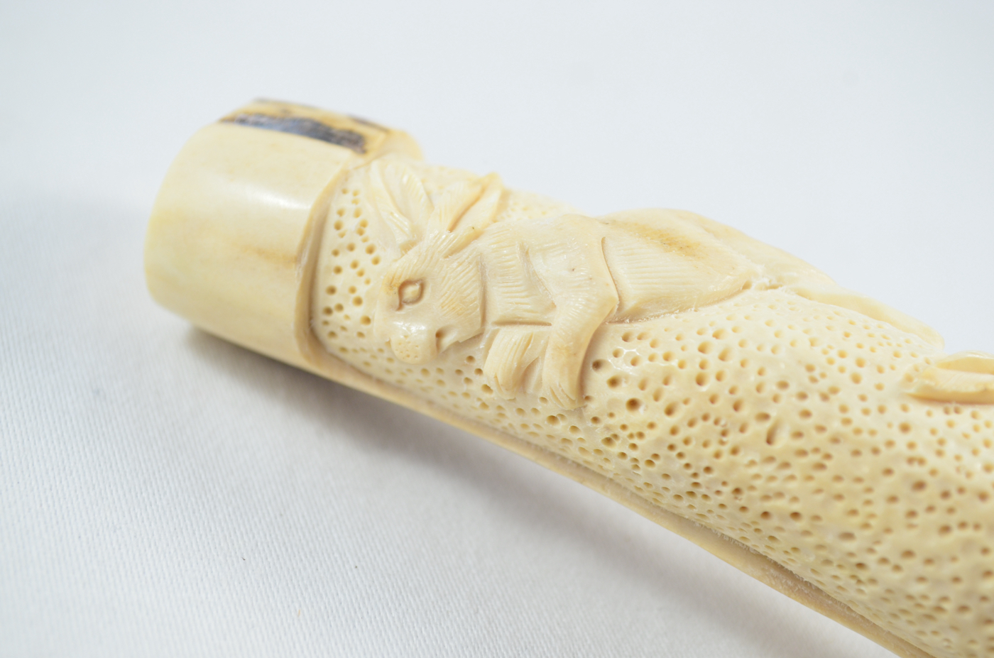 Hare Carved Walking Stick Cane Top Handle Stag Antler Horn Made Sheffield England - Image 3